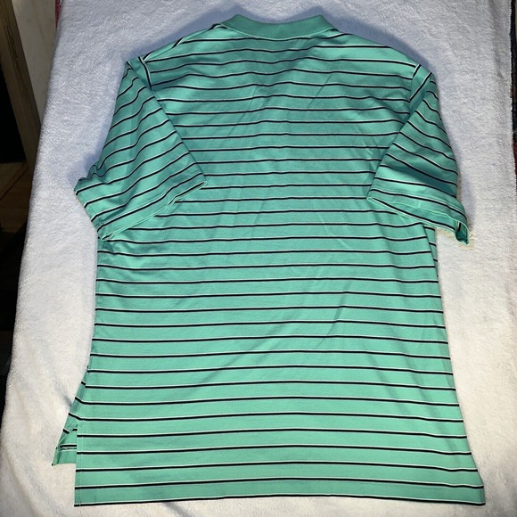 Men's XL Polo Golf Mint Green/Stripe Performance Short Sleeve Shirt - Picture 9 of 13